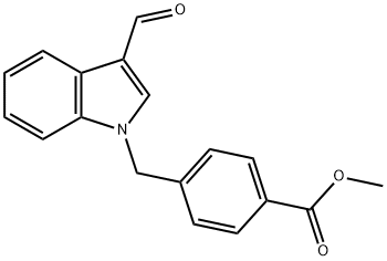 Benzoic acid, 4-[(3-formyl-1H-indol-1-yl)methyl]-, methyl ester (9CI) 结构式