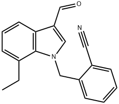 Benzonitrile, 2-[(7-ethyl-3-formyl-1H-indol-1-yl)methyl]- (9CI) 结构式