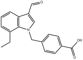 Benzoic acid, 4-[(7-ethyl-3-formyl-1H-indol-1-yl)methyl]- (9CI) 结构式