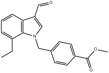 Benzoic acid, 4-[(7-ethyl-3-formyl-1H-indol-1-yl)methyl]-, methyl ester (9CI) 结构式