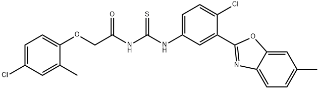 Acetamide, N-[[[4-chloro-3-(6-methyl-2-benzoxazolyl)phenyl]amino]thioxomethyl]-2-(4-chloro-2-methylphenoxy)- (9CI) 结构式