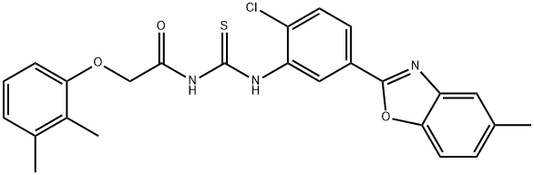 Acetamide, N-[[[2-chloro-5-(5-methyl-2-benzoxazolyl)phenyl]amino]thioxomethyl]-2-(2,3-dimethylphenoxy)- (9CI) 结构式