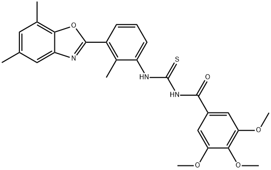 Benzamide, N-[[[3-(5,7-dimethyl-2-benzoxazolyl)-2-methylphenyl]amino]thioxomethyl]-3,4,5-trimethoxy- (9CI) 结构式