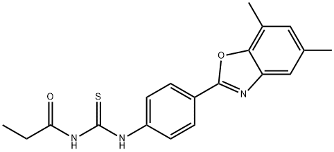 Propanamide, N-[[[4-(5,7-dimethyl-2-benzoxazolyl)phenyl]amino]thioxomethyl]- (9CI) 结构式