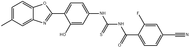 Benzamide, 4-cyano-2-fluoro-N-[[[3-hydroxy-4-(5-methyl-2-benzoxazolyl)phenyl]amino]thioxomethyl]- (9CI) 结构式