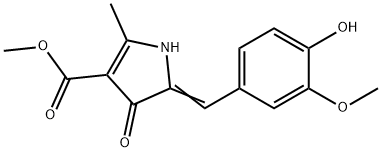 1H-Pyrrole-3-carboxylicacid,4,5-dihydro-5-[(4-hydroxy-3-methoxyphenyl)methylene]-2-methyl-4-oxo-,methylester(9CI) 结构式