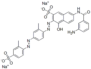 7-[(3-氨基苯甲酰)氨基]-4-羟基-3-[[2-甲基-4-[(2-甲基-4-磺酸基苯基)偶氮] 结构式