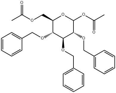 1,6-DI-O-ACETYL-2,3,4-TRI-O-BENZYL-BETA-D-GLUCOPYRANOSE 结构式