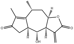 3a,4a,5,8,9,9a-Hexahydro-4-hydroxy-7,8-dimethyl-3-methyleneazuleno[6,5-b]furan-2,6(3H,4H)-dione 结构式