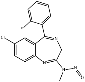 7-Chloro-5-(2-fluorophenyl)-2-(N-nitrosomethylamino)-3H-1,4-benzodiazepine 结构式