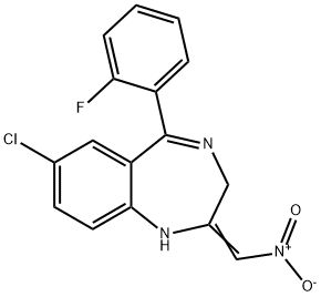 7-氯-1,3-二氢-5-(2-氟苯基)-2-硝基亚甲基-2H-1,4-苯并二氮杂卓 结构式