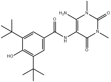 Benzamide,  N-(6-amino-1,2,3,4-tetrahydro-1,3-dimethyl-2,4-dioxo-5-pyrimidinyl)-3,5-bis(1,1-dimethylethyl)-4-hydroxy- 结构式