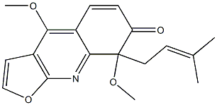 (+)-4,7-Dimethoxy-7-(3-methyl-2-butenyl)furo[2,3-b]quinolin-8(7H)-one 结构式