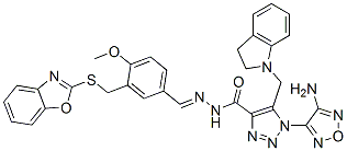 1H-1,2,3-Triazole-4-carboxylicacid,1-(4-amino-1,2,5-oxadiazol-3-yl)-5-[(2,3-dihydro-1H-indol-1-yl)methyl]-,[[3-[(2-benzoxazolylthio)methyl]-4-methoxyphenyl]methylene]hydrazide(9CI) 结构式