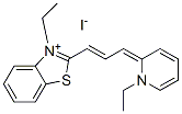 3-ethyl-2-[3-(1-ethyl-1H-pyridin-2-ylidene)prop-1-enyl]benzothiazolium iodide 结构式