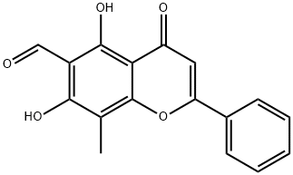 2-Phenyl-4-oxo-5,7-dihydroxy-8-methyl-4H-1-benzopyran-6-carbaldehyde 结构式
