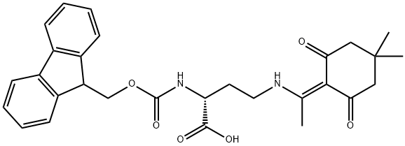 (2R)-4-[[1-(4,4-二甲基-2,6-二氧代环己亚基)乙基]氨基]-2-[[(9H-芴-9-基甲氧基)羰基]氨基]丁酸 结构式