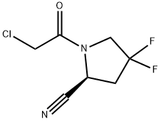 2-Pyrrolidinecarbonitrile, 1-(chloroacetyl)-4,4-difluoro-, (2S)- (9CI) 结构式