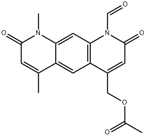 1-Formyl-1,2,8,9-tetrahydro-6,9-dimethyl-2,8-dioxopyrido[3,2-g]quinoline-4-ylmethyl=acetate 结构式