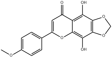 4,9-Dihydroxy-6-(4-methoxyphenyl)-8H-1,3-dioxolo[4,5-g][1]benzopyran-8-one 结构式