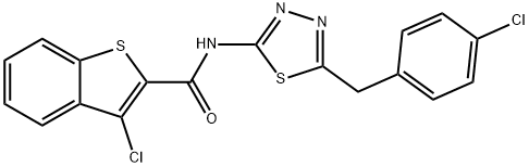 Benzo[b]thiophene-2-carboxamide, 3-chloro-N-[5-[(4-chlorophenyl)methyl]-1,3,4-thiadiazol-2-yl]- (9CI) 结构式