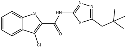 Benzo[b]thiophene-2-carboxamide, 3-chloro-N-[5-(2,2-dimethylpropyl)-1,3,4-thiadiazol-2-yl]- (9CI) 结构式