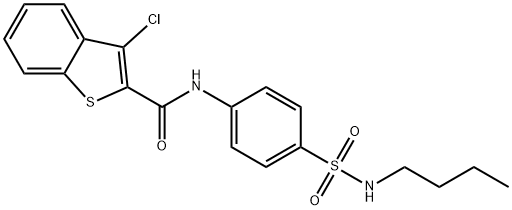 Benzo[b]thiophene-2-carboxamide, N-[4-[(butylamino)sulfonyl]phenyl]-3-chloro- (9CI) 结构式