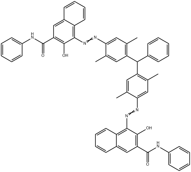 4,4'-[(phenylmethylene)bis[(2,5-dimethyl-4,1-phenylene)azo]]bis[3-hydroxy-N-phenylnaphthalene-2-carboxamide] 结构式