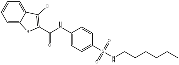 Benzo[b]thiophene-2-carboxamide, 3-chloro-N-[4-[(hexylamino)sulfonyl]phenyl]- (9CI) 结构式