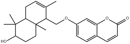 (+)-7-[(1,4,4a,5,6,7,8,8a-Octahydro-6-hydroxy-2,5,5,8a-tetramethylnaphthalen-1-yl)methoxy]-2H-1-benzopyran-2-one 结构式