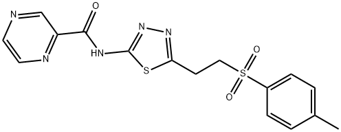 Pyrazinecarboxamide, N-[5-[2-[(4-methylphenyl)sulfonyl]ethyl]-1,3,4-thiadiazol-2-yl]- (9CI) 结构式