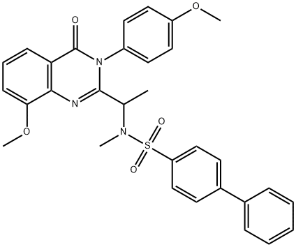 [1,1-Biphenyl]-4-sulfonamide,  N-[1-[3,4-dihydro-8-methoxy-3-(4-methoxyphenyl)-4-oxo-2-quinazolinyl]ethyl]-N-methyl- 结构式