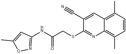 Acetamide, 2-[(3-cyano-5,8-dimethyl-2-quinolinyl)thio]-N-(5-methyl-3-isoxazolyl)- (9CI) 结构式