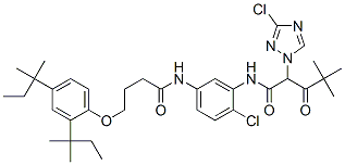 N-[5-[[4-[2,4-bis(tert-pentyl)phenoxy]-1-oxobutyl]amino]-2-chlorophenyl]-3-chloro-alpha-(2,2-dimethylpropionyl)-1H-1,2,4-triazol-1-acetamide 结构式