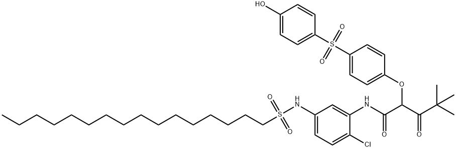 N-[2-chloro-5-[(hexadecylsulphonyl)amino]phenyl]-2-[4-[(4-hydroxyphenyl)sulphonyl]phenoxy]-4,4-dimethyl-3-oxovaleramide 结构式