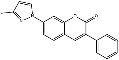 7-(3-甲基-1H-吡唑-1-基)-3-苯基-2-苯并吡喃酮 结构式