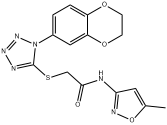 Acetamide, 2-[[1-(2,3-dihydro-1,4-benzodioxin-6-yl)-1H-tetrazol-5-yl]thio]-N-(5-methyl-3-isoxazolyl)- (9CI) 结构式