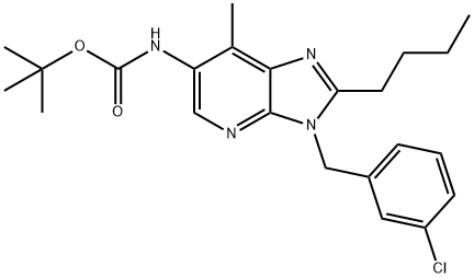 Carbamic acid, [2-butyl-3-[(3-chlorophenyl)methyl]-7-methyl-3H-imidazo[4,5-b]pyridin-6-yl]-, 1,1-dimethylethyl ester (9CI) 结构式