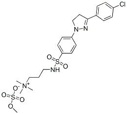 3-[[[4-[3-(4-chlorophenyl)-4,5-dihydro-1H-pyrazol-1-yl]phenyl]sulphonyl]amino]propyltrimethylammonium methyl sulphate  结构式