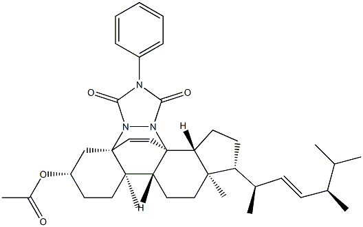 (4aS,6S,8aR,8bR,10aR,11R,13aR,13bS)-6-(Acetyloxy)-5,6,7,8,8a,8b,10,10a,11,12,13,13a-dodecahydro-8a,10a-diMethyl-2-phenyl-11-[(1R,2E,4R)-1,4,5-triMethyl-2-hexen-1-yl]-4a,13b-etheno-1H,9H-benzo[c]cyclopenta[h][1,2,4]triazolo[1,2-a]cinnoline-1,3(2H)-dione 结构式