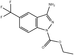 ethyl 3-amino-5-(trifluoromethyl)-1H-indazole-1-carboxylate 结构式