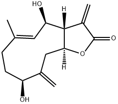 (E)-(4R,9S,11AS)-4,9-DIHYDROXY-6-METHYL-3,10-DIMETHYLENE-3A,4,7,8,9,10,11,11A-OCTAHYDRO-3H-CYCLODECA[B]FURAN-2-ONE 结构式