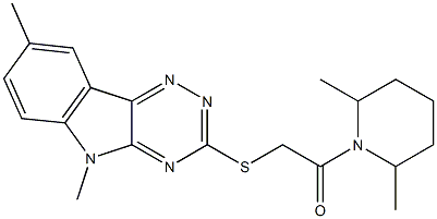 Piperidine, 1-[[(5,8-dimethyl-5H-1,2,4-triazino[5,6-b]indol-3-yl)thio]acetyl]-2,6-dimethyl- (9CI) 结构式