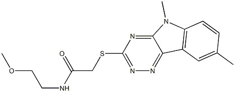 Acetamide, 2-[(5,8-dimethyl-5H-1,2,4-triazino[5,6-b]indol-3-yl)thio]-N-(2-methoxyethyl)- (9CI) 结构式