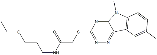 Acetamide, 2-[(5,8-dimethyl-5H-1,2,4-triazino[5,6-b]indol-3-yl)thio]-N-(3-ethoxypropyl)- (9CI) 结构式