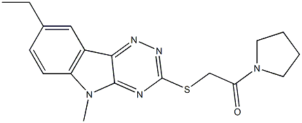 Pyrrolidine, 1-[[(8-ethyl-5-methyl-5H-1,2,4-triazino[5,6-b]indol-3-yl)thio]acetyl]- (9CI) 结构式