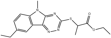 Propanoic acid, 2-[(8-ethyl-5-methyl-5H-1,2,4-triazino[5,6-b]indol-3-yl)thio]-, ethyl ester (9CI) 结构式