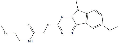 Acetamide, 2-[(8-ethyl-5-methyl-5H-1,2,4-triazino[5,6-b]indol-3-yl)thio]-N-(2-methoxyethyl)- (9CI) 结构式