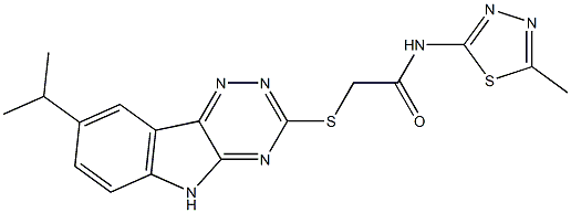 Acetamide, 2-[[8-(1-methylethyl)-2H-1,2,4-triazino[5,6-b]indol-3-yl]thio]-N-(5-methyl-1,3,4-thiadiazol-2-yl)- (9CI) 结构式