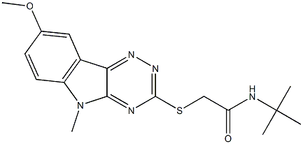 Acetamide, N-(1,1-dimethylethyl)-2-[(8-methoxy-5-methyl-5H-1,2,4-triazino[5,6-b]indol-3-yl)thio]- (9CI) 结构式